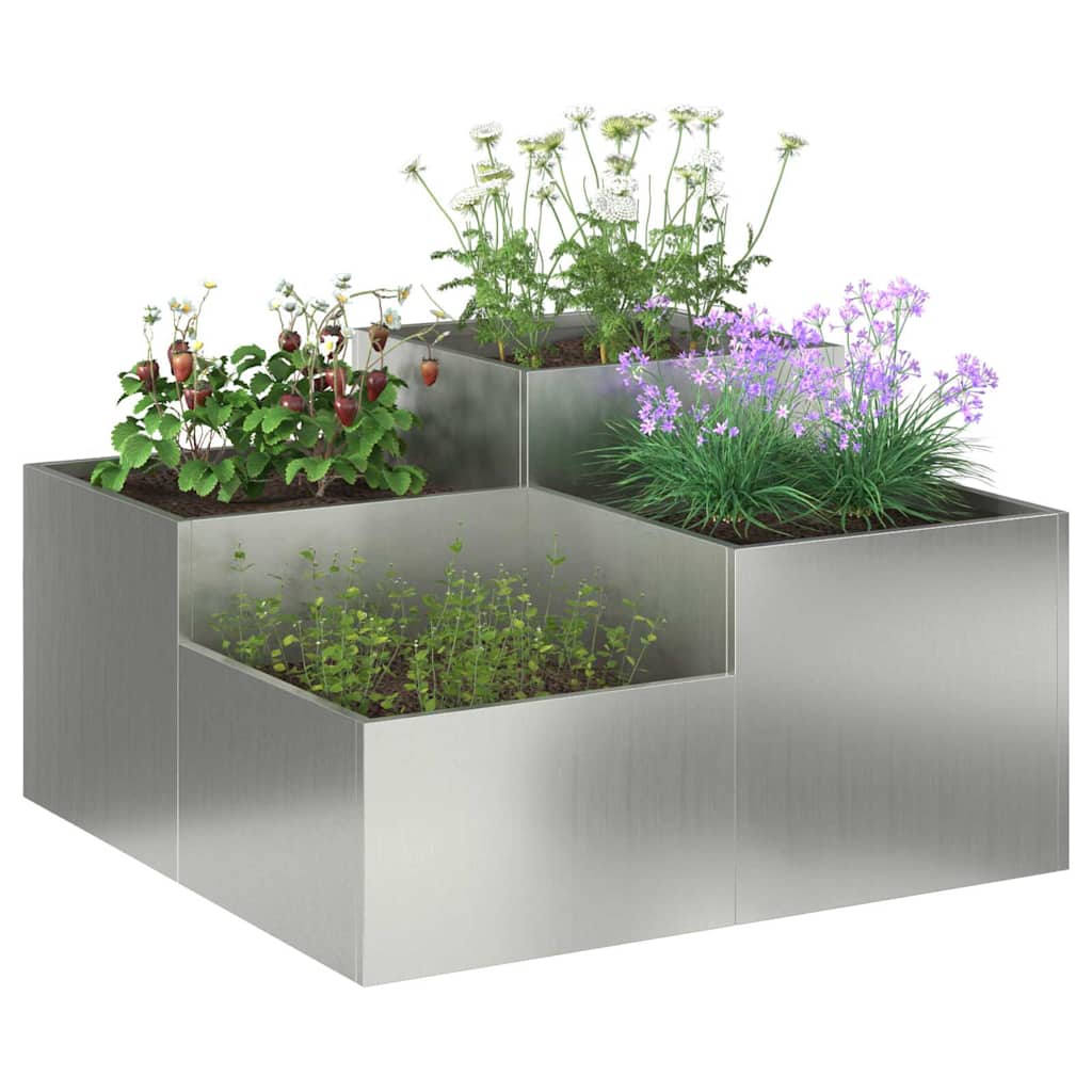 Maceta Para Jardín Plateado 100 X 100 X 48 Cm Acero Galvanizado_2