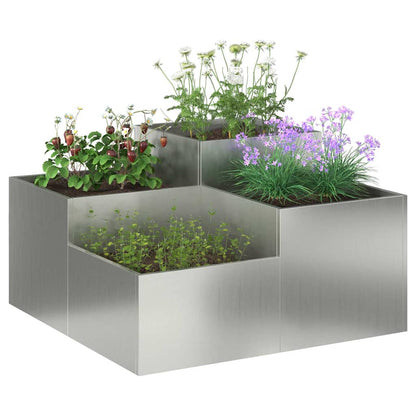 Maceta Para Jardín Plateado 100 X 100 X 48 Cm Acero Galvanizado_2