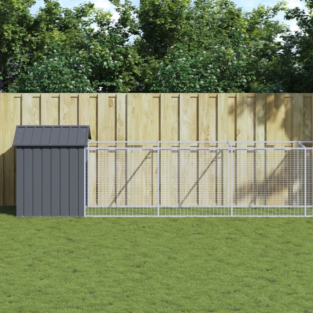 Vidaxl Caseta Perros Con Tejado Acero Galvanizado Gris 117x1017x123 Cm_1