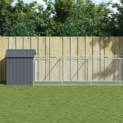 Vidaxl Caseta Perros Con Tejado Acero Galvanizado Gris 117x813x123 Cm_1