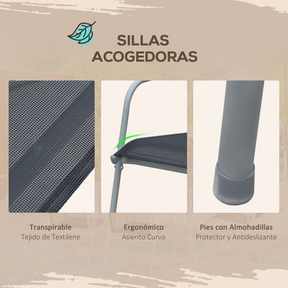 Outsunny Conjunto Mueble De Jardín De 7 Piezas 150x90x72cm Negro_5