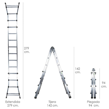 Escalera Telescópica Aluminio  3+3 Peldaños Perfil 67 Mm._1