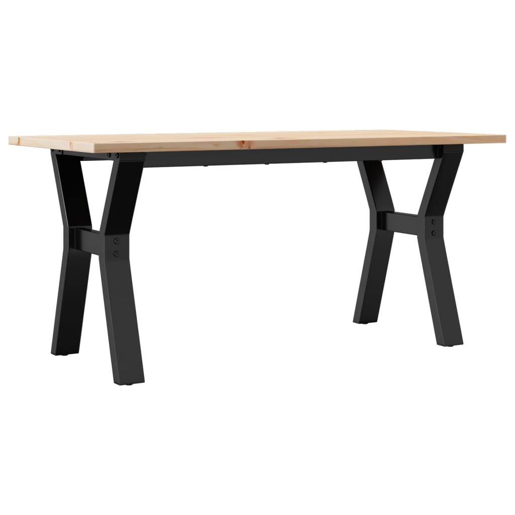 Mesa De Centro Marco Y Madera Maciza Pino Y Acero 90x40x35 Cm_0