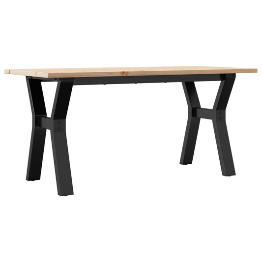 Mesa De Centro Marco Y Madera Maciza Pino Y Acero 90x40x35 Cm_0