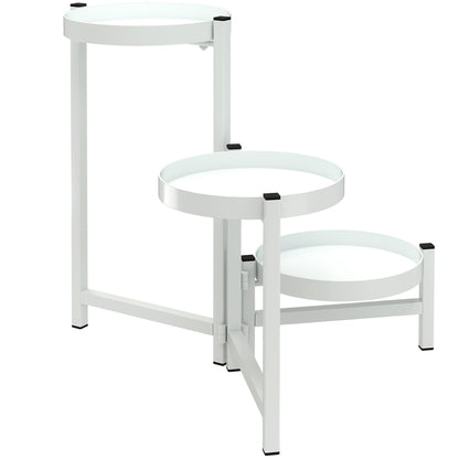 Outsunny Estantería Para Plantas Plegable De 3 Niveles 40x40x42 Cm Blanco_0