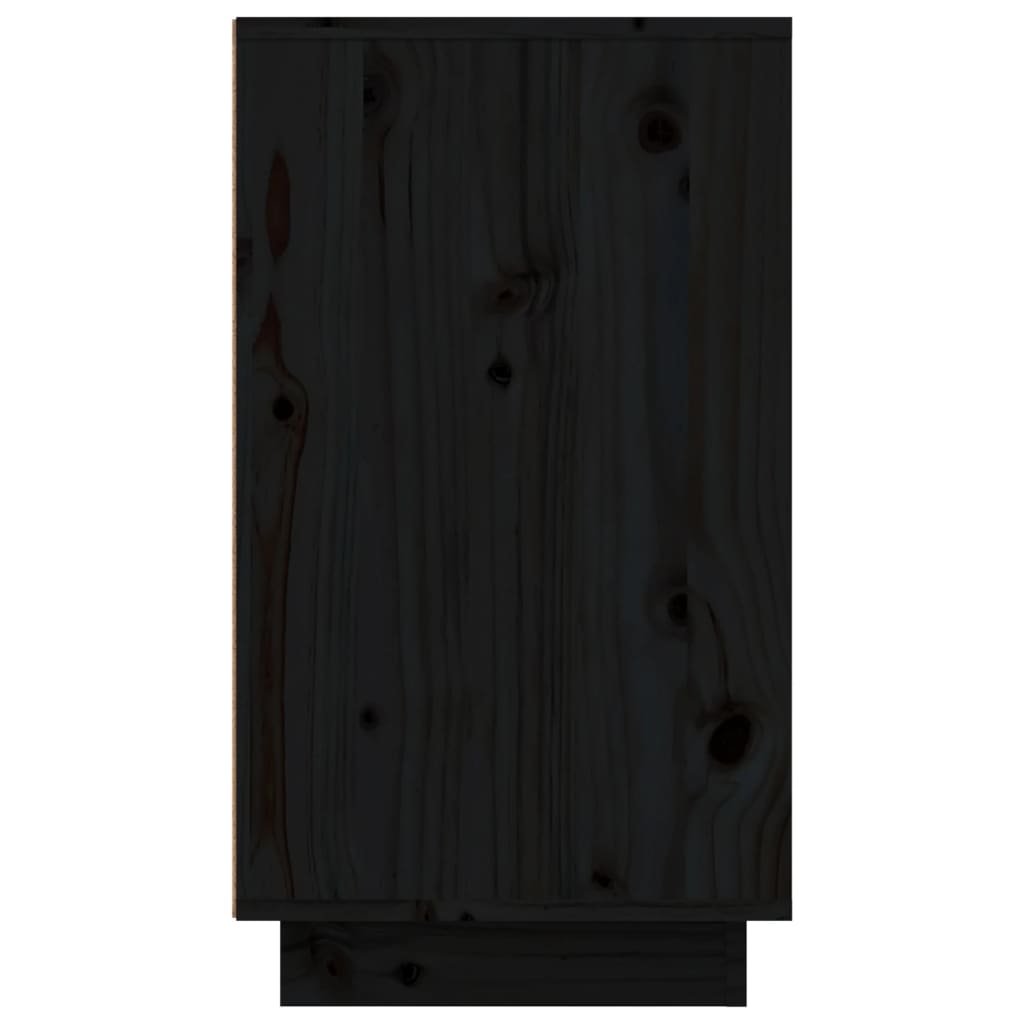 Mueble Zapatero De Madera Maciza De Pino Negro 110x34x61 Cm / Vetonek_5