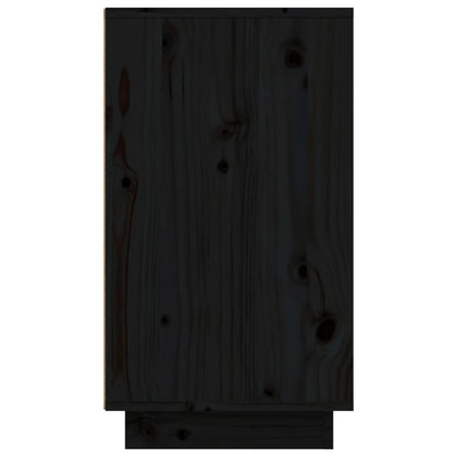 Mueble Zapatero De Madera Maciza De Pino Negro 110x34x61 Cm / Vetonek_5