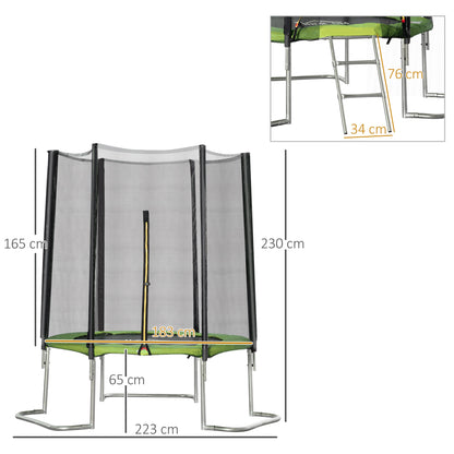 Homcom Cama Elástica Jardín Ø223 Cm Con Red De Seguridad Interior Exterior Verde_2