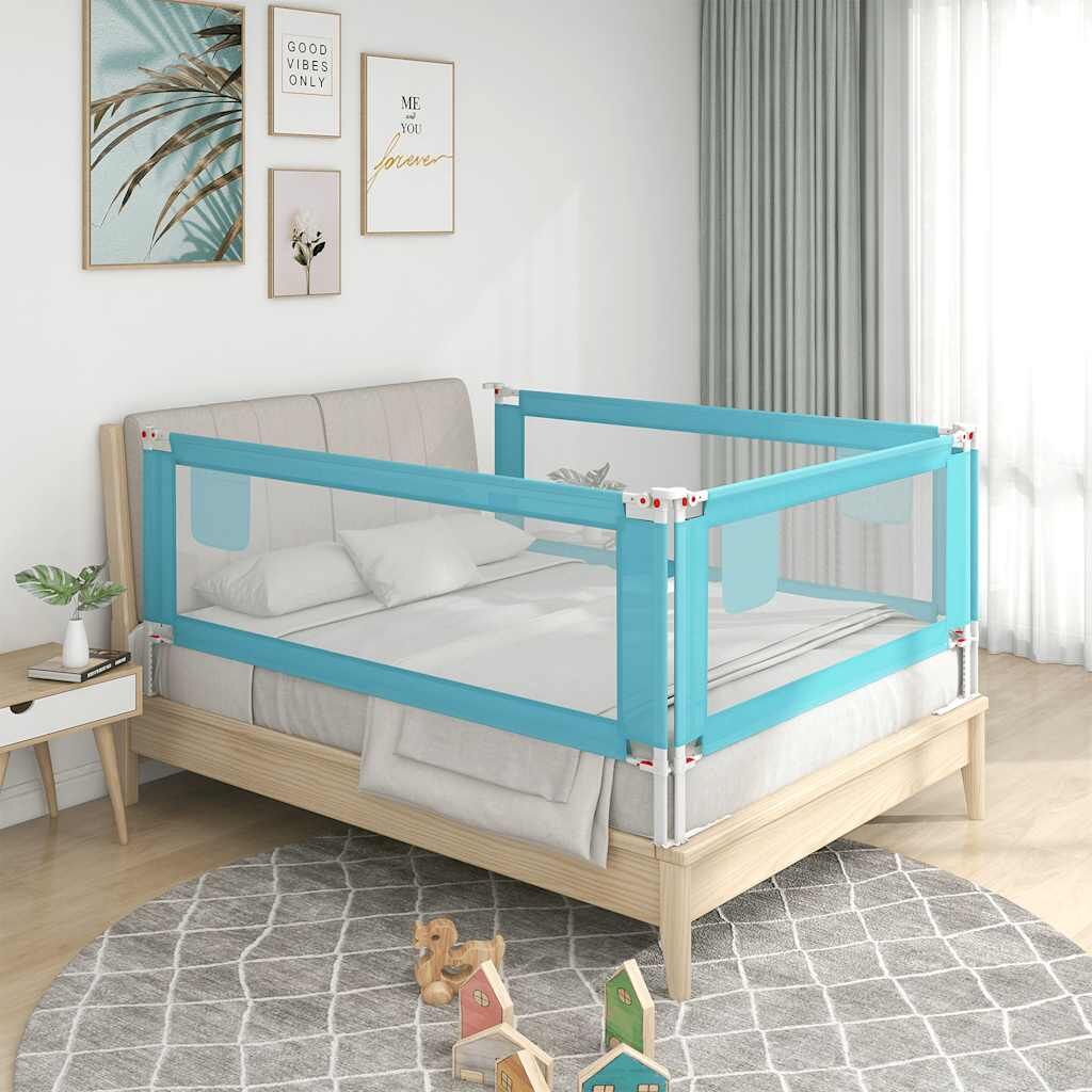 Vidaxl Barandilla De Seguridad Cama De Niño Tela Azul 90x25 Cm_1