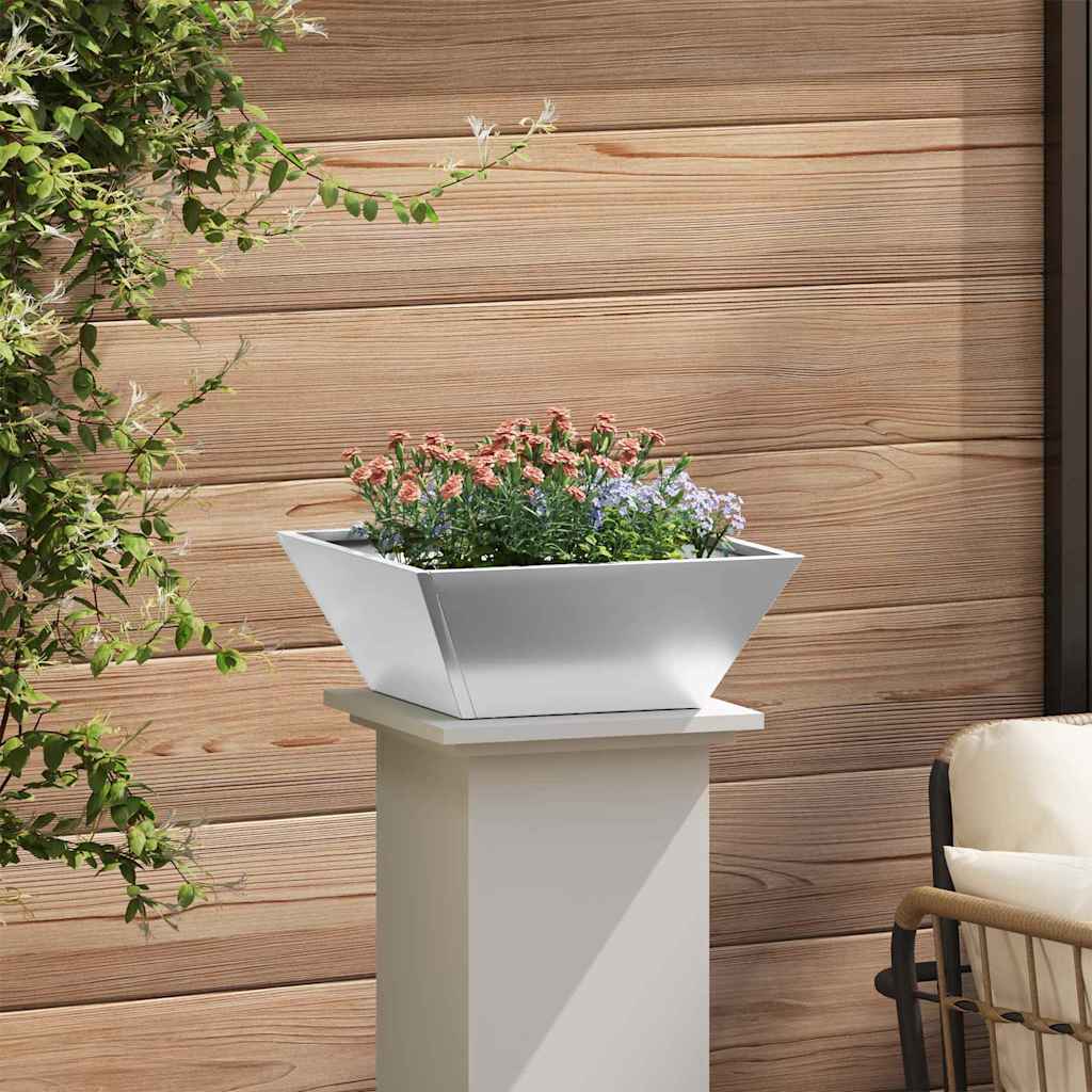 Macetero De Jardín Plateado 40 X 40 X 15 Cm Acero Galvanizado_3