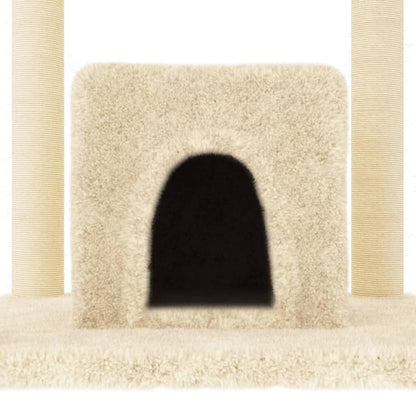 Vidaxl Rascador Para Gatos Con Postes De Sisal Crema 154 Cm_4