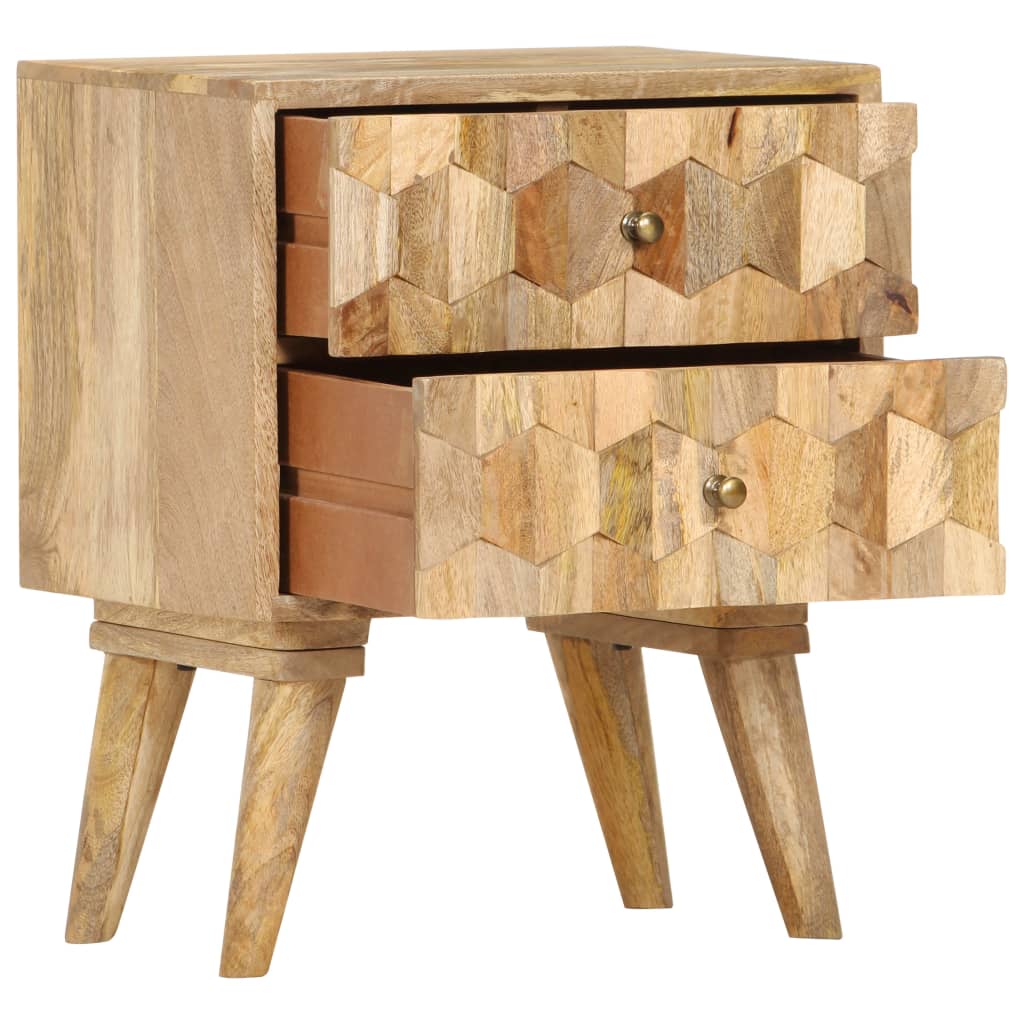 Mesita De Noche De Madera Maciza De Mango 40x30x50 Cm_1