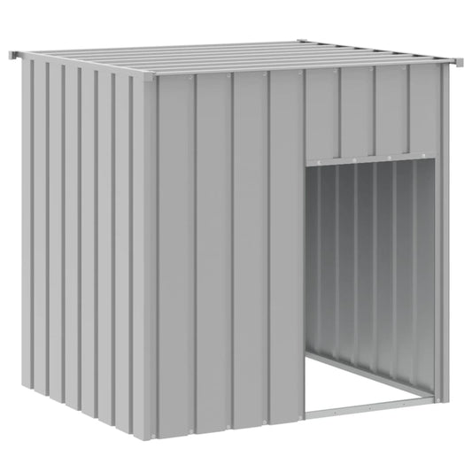 Caseta Para Perro Con Techo, Gris Claro, 110 X 103 X 109 Cm, Acero Galvanizado_0