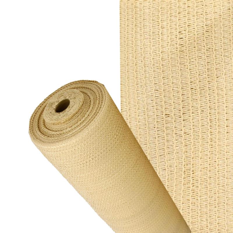 Malla Sombreo Rollo 4 X 50 Metros, Reduce Radiación, Protección Jardín Y Terraza, Regula Temperatura, Color Beige_0