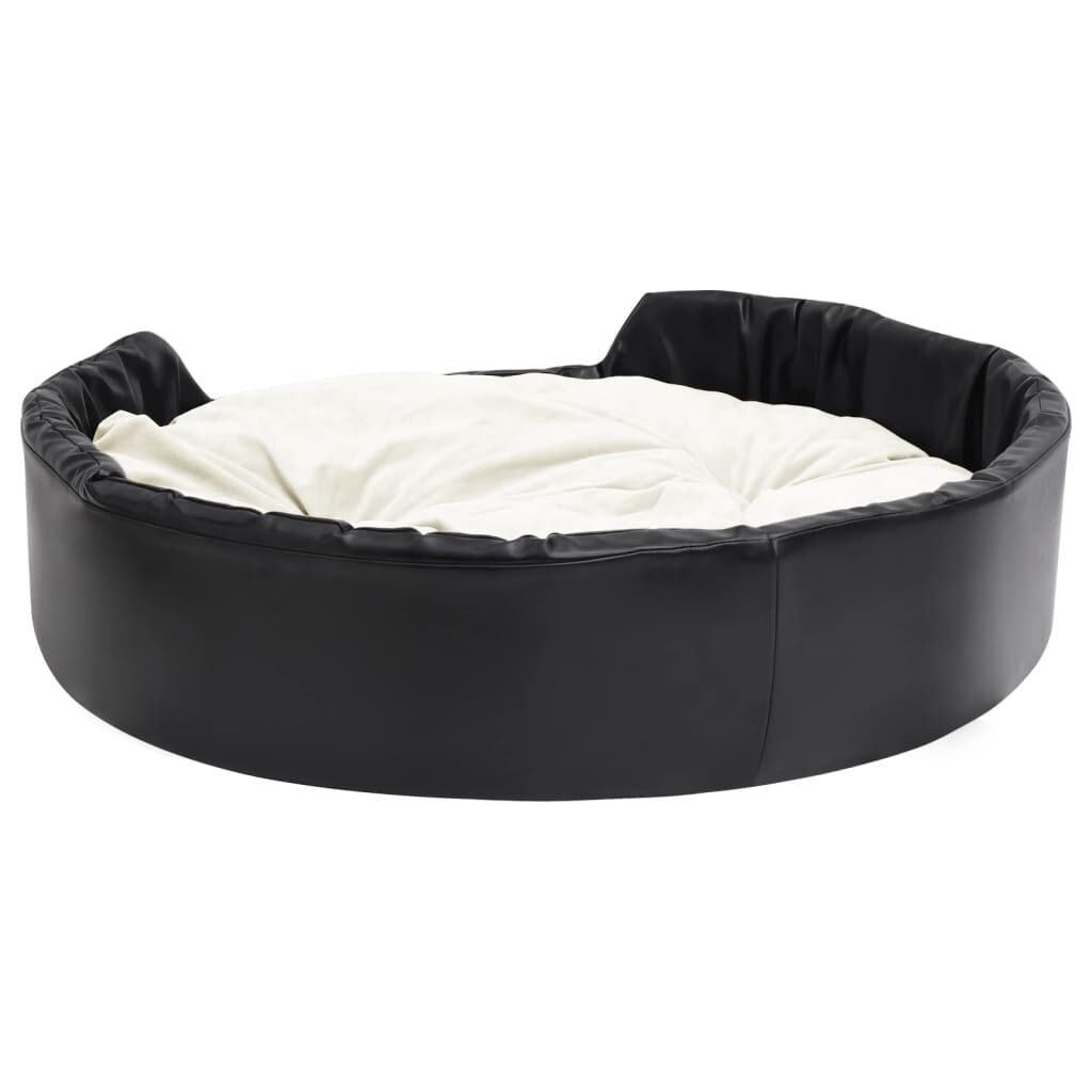 Vidaxl Cama De Perros Felpa Y Cuero Sintético Negro Beige 99x89x21 Cm_4
