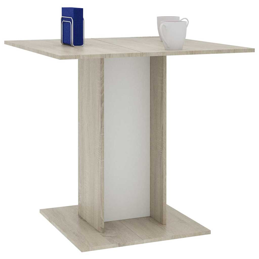 Mesa De Comedor Madera Contrachapada Blanco Roble 80x80x75 Cm_3