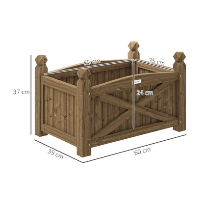 Outsunny Jardinera De Madera Elevada Para Plantas Flores Hierba 60x39x37 Cm Café_2