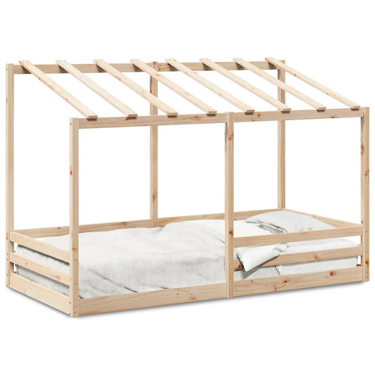 Cama Para Niños Con Techo Madera Maciza De Pino 80x200 Cm_0