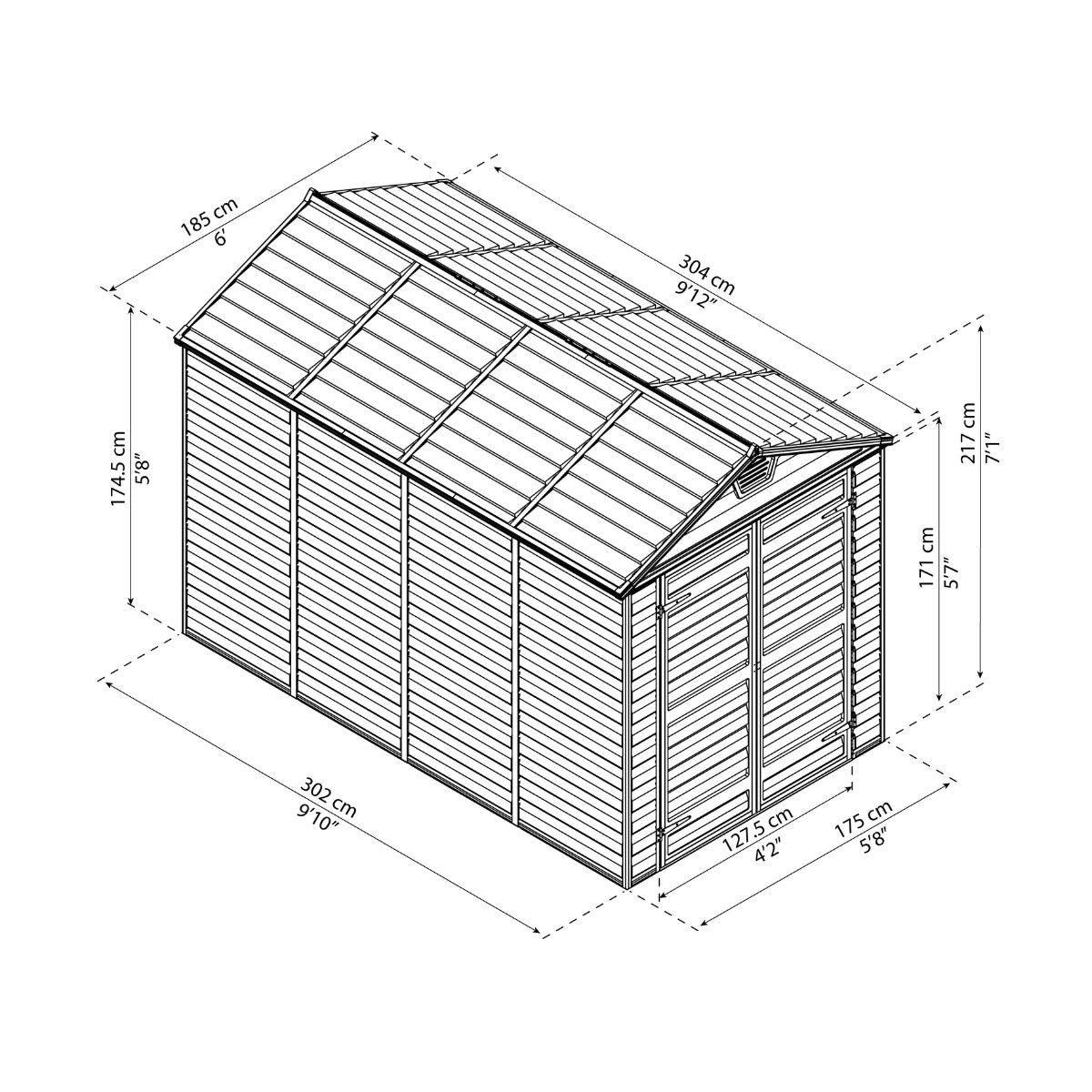 Telheiro de jardim Canopia Skylight Policarbonato 303x185x217 cm Cinza