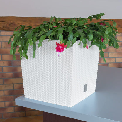 Maceta Rato 15,8 Litros Con Cubilete Para Plantar En Color Blanco 26,2 X 26,2 X 26,6 Cm.