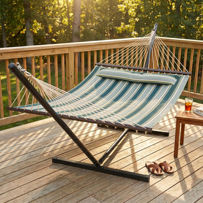Outsunny Hamaca Con Soporte Almohada Desmontable 353x94x115 Cm Verde_1