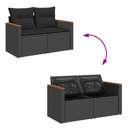Set Sofás Jardín Y Cojines 7 Pzas Ratán Sintético Acacia Negro / Vetonek_3