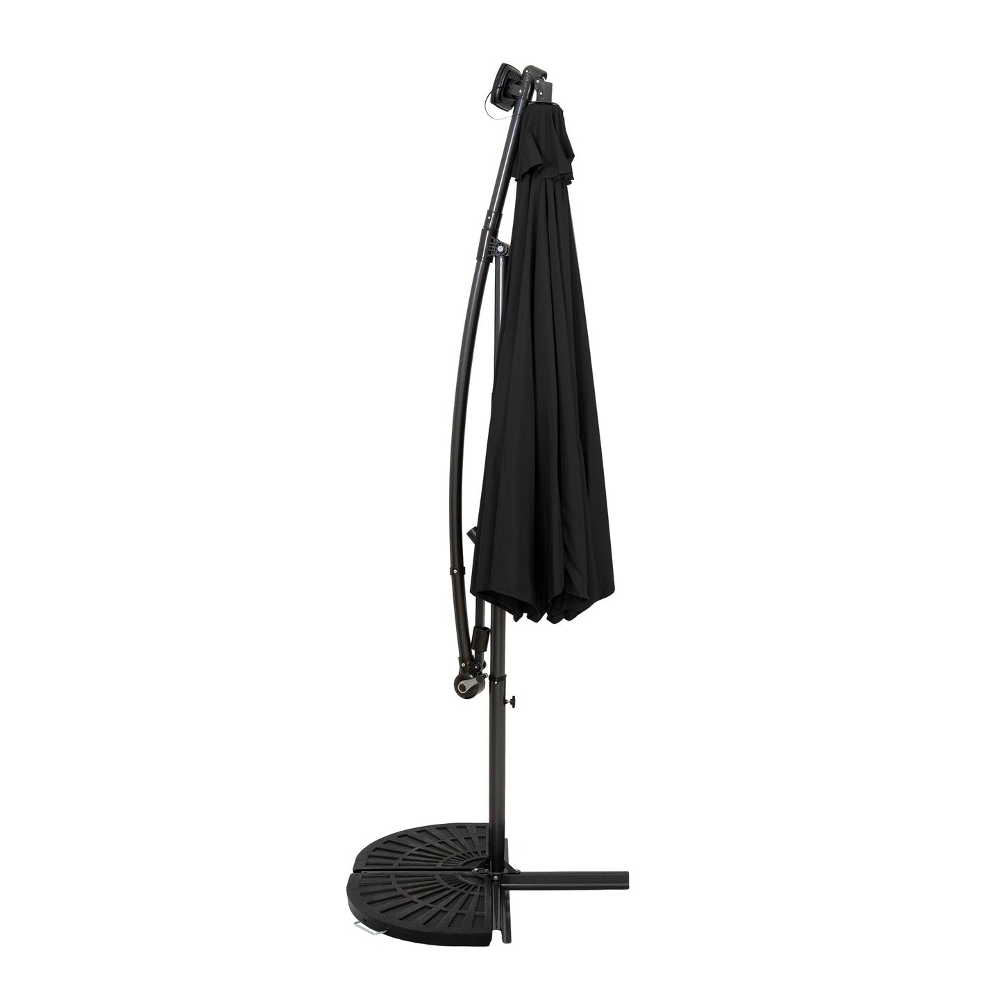 Parasol Excéntrico Led De 3 M Con Base De Medio Abanico – Negro_1