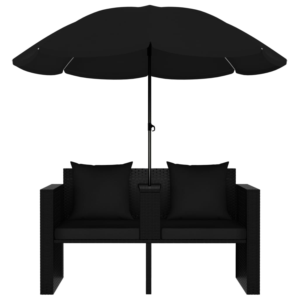 Vidaxl Cama De Jardín Con Sombrilla Ratán Sintético Negro_5