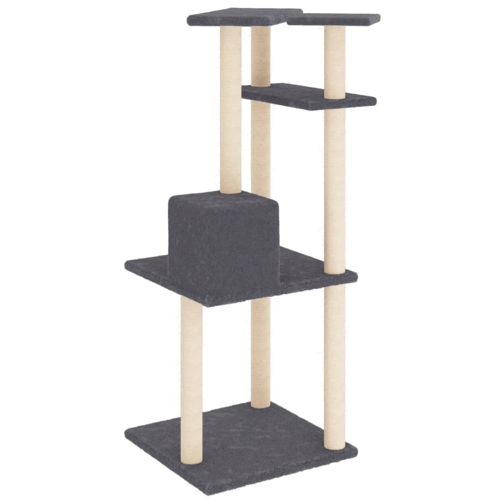 Rascador Para Gatos Con Postes De Sisal Gris Oscuro 123 Cm_4