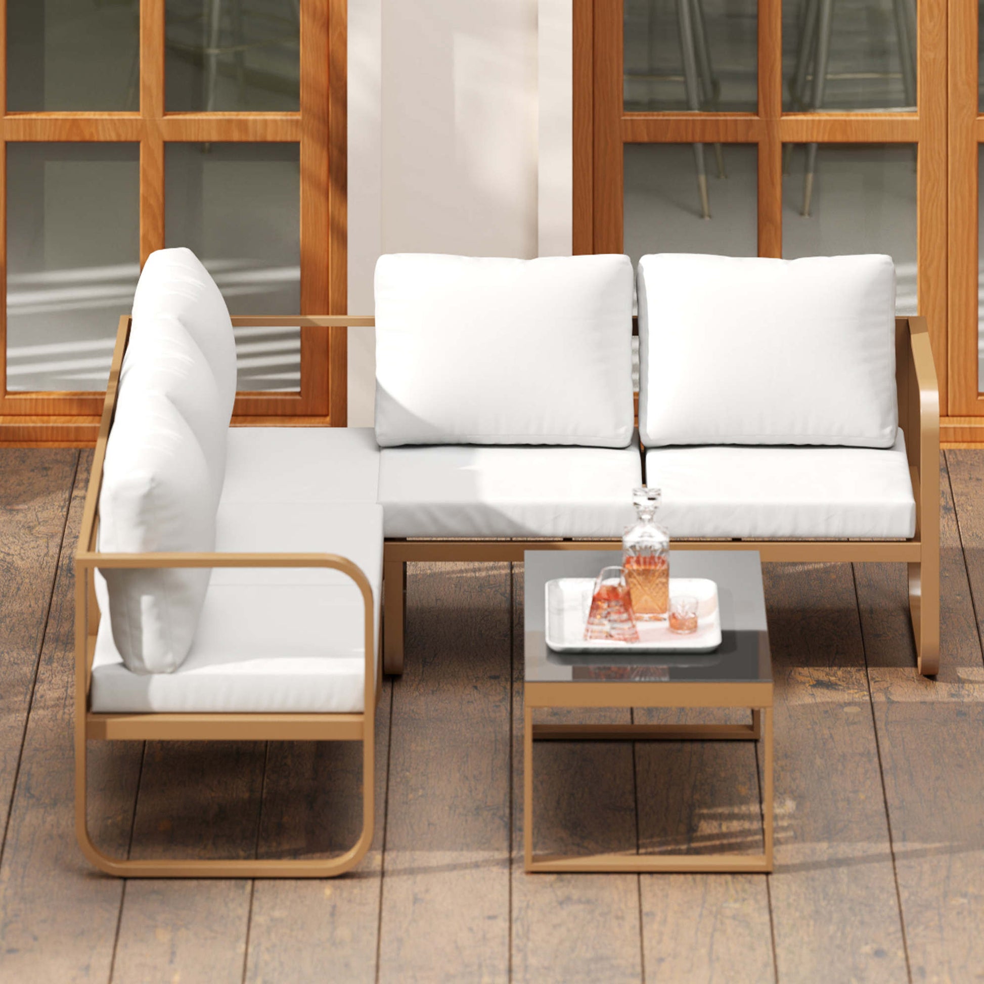 Outsunny Conjunto De Jardín Exterior De 3 Piezas Con Cojines Crema_3