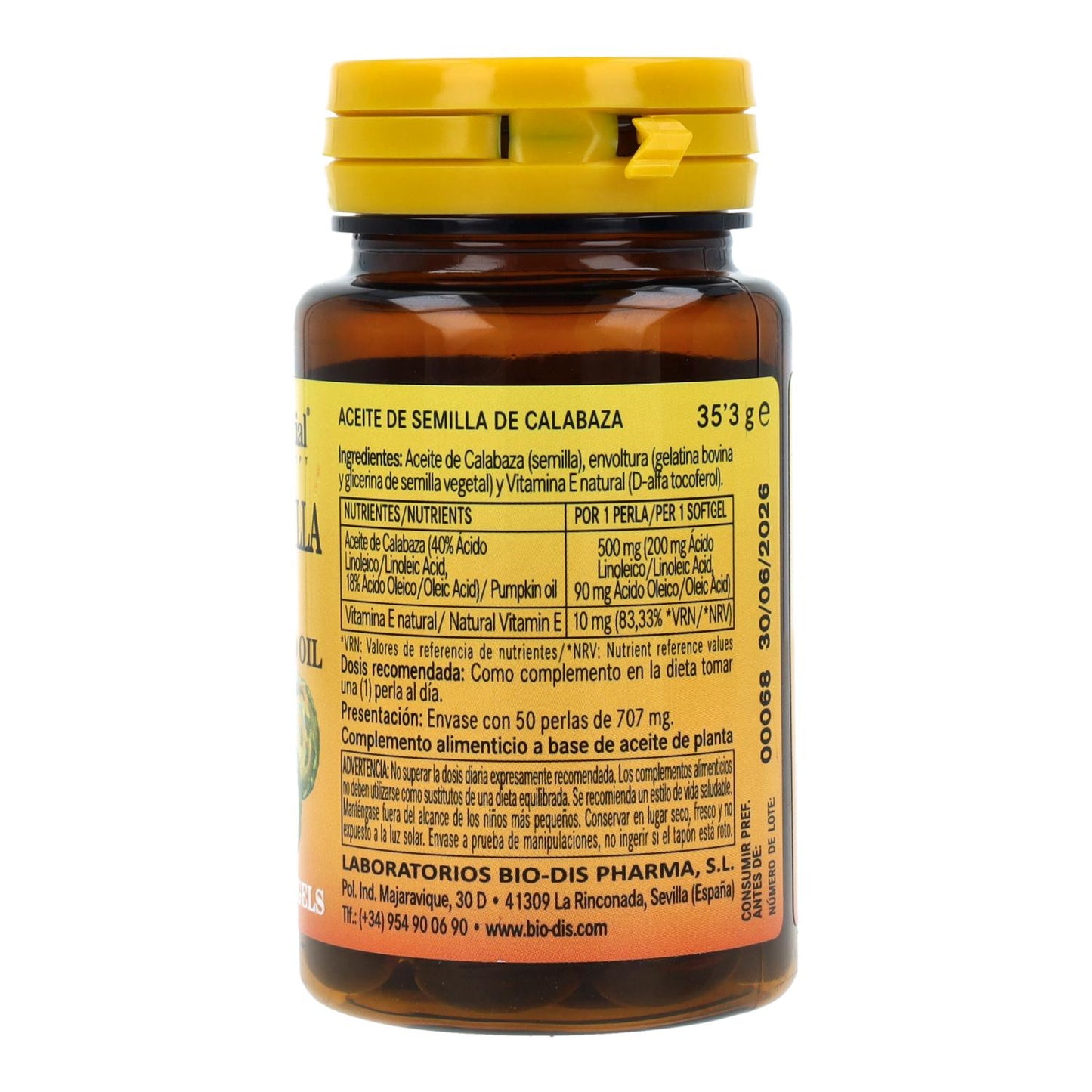 Óleo de sementes de abóbora Nature Essential 50 cápsulas gelatinosas
