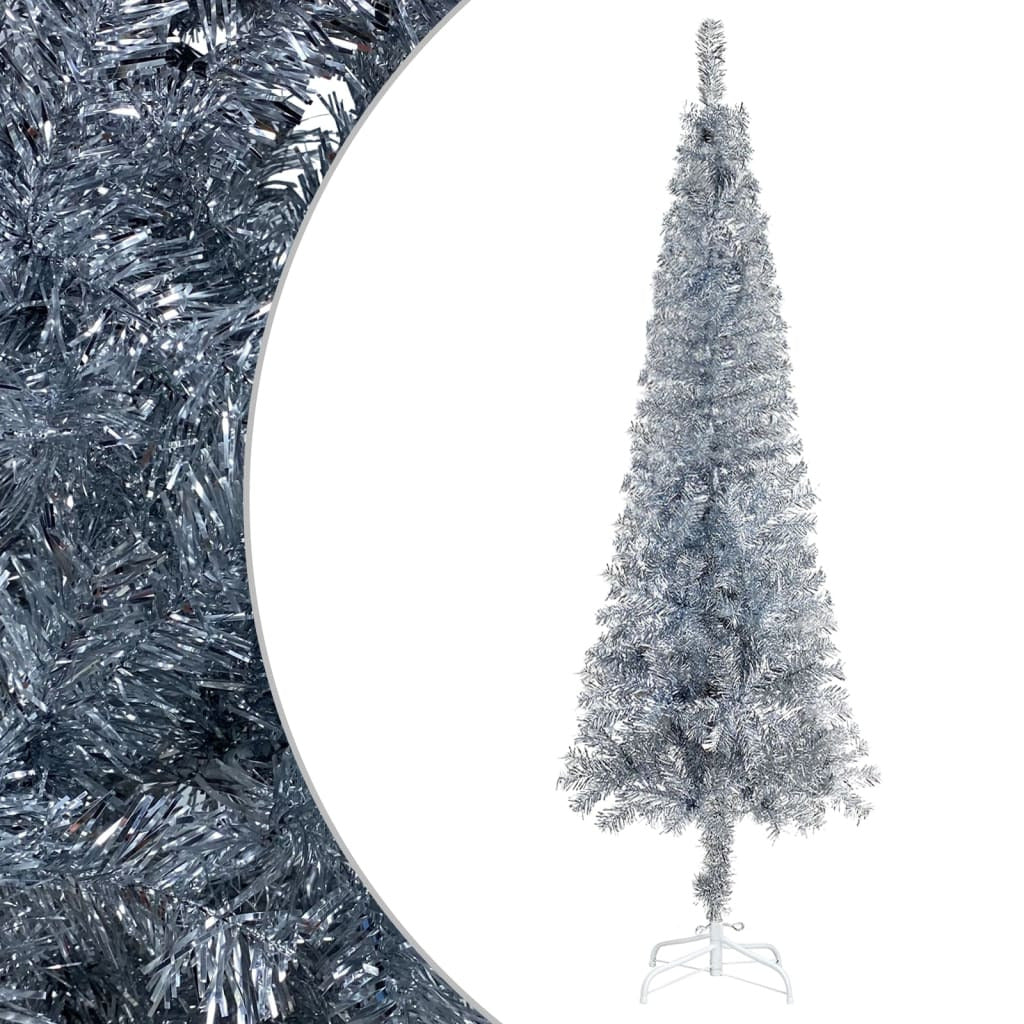 Vidaxl Árbol De Navidad Delgado Plateado 120 Cm_0