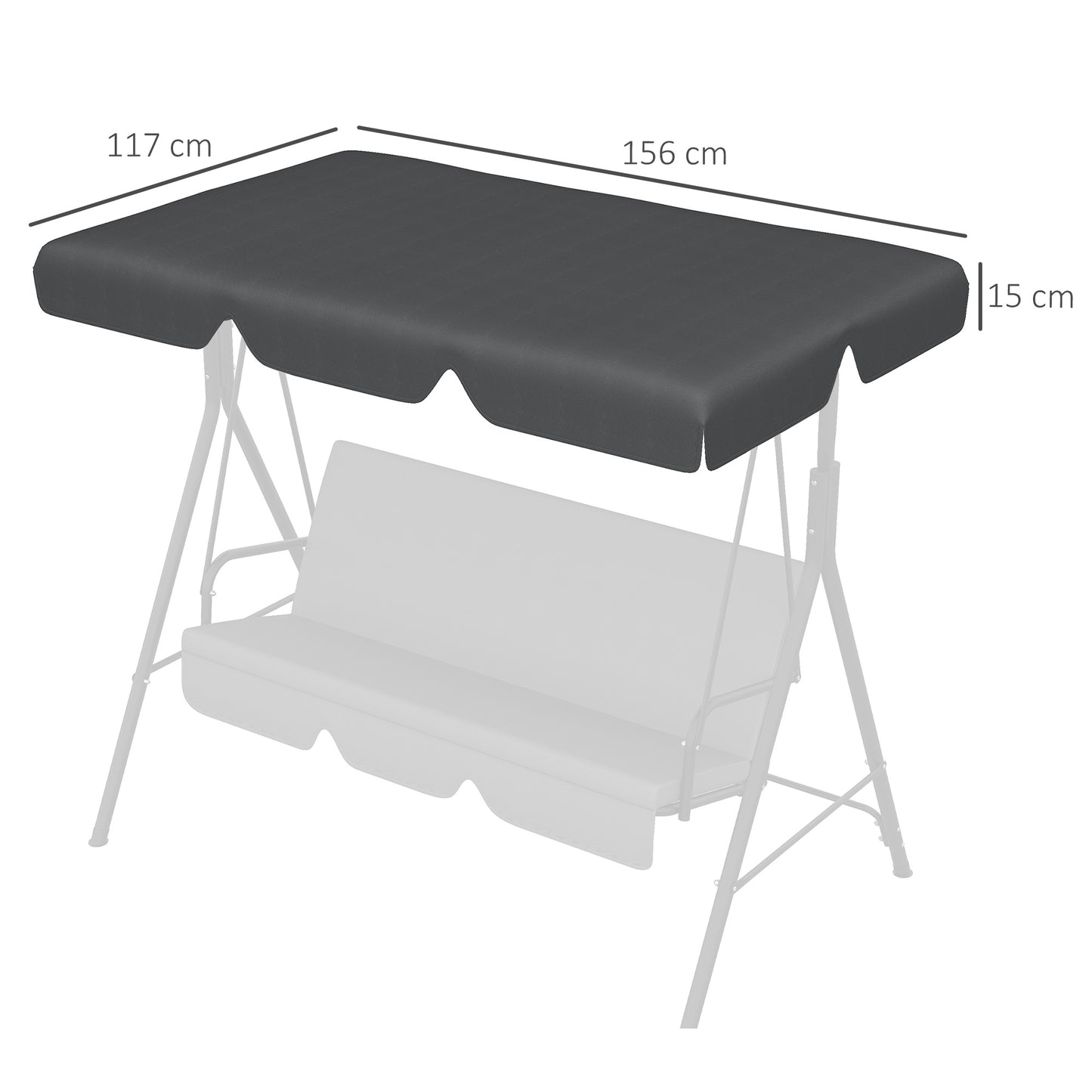 Outsunny Toldo De Repuesto Para Columpio De 3 Plazas 156x117x15 Cm Gris_2