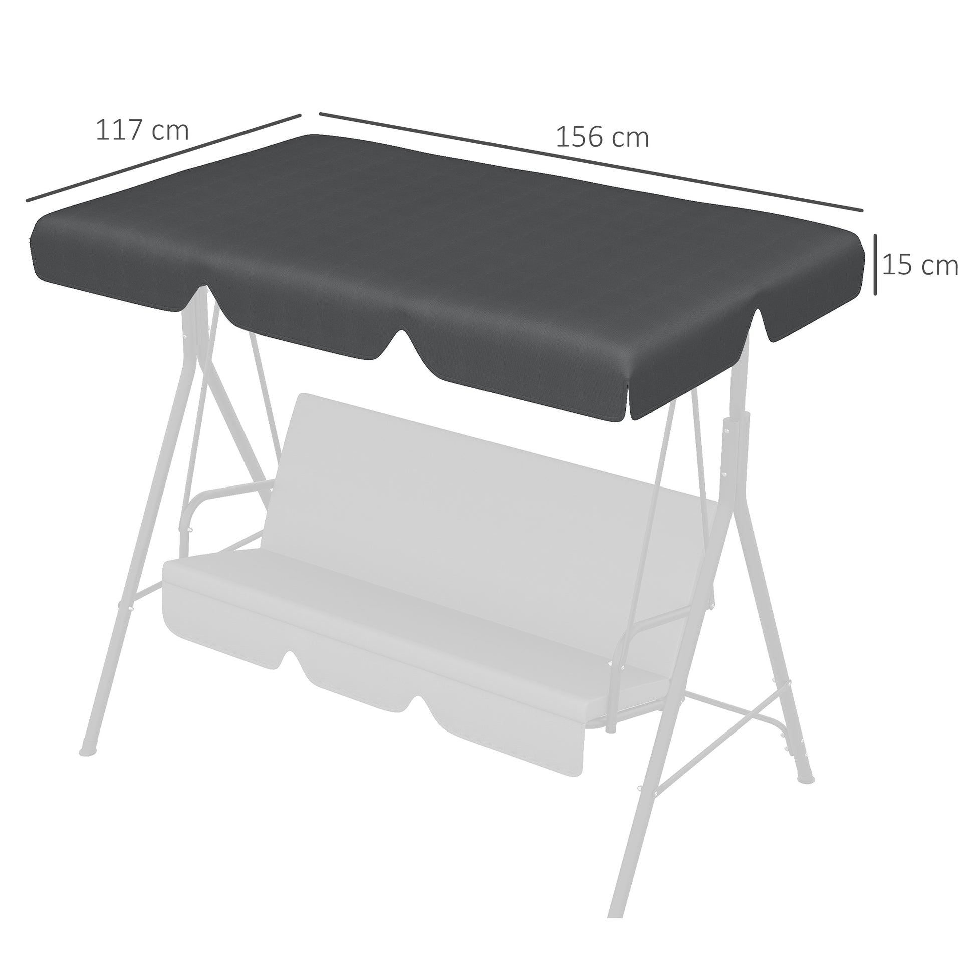Outsunny Toldo De Repuesto Para Columpio De 3 Plazas 156x117x15 Cm Gris_2