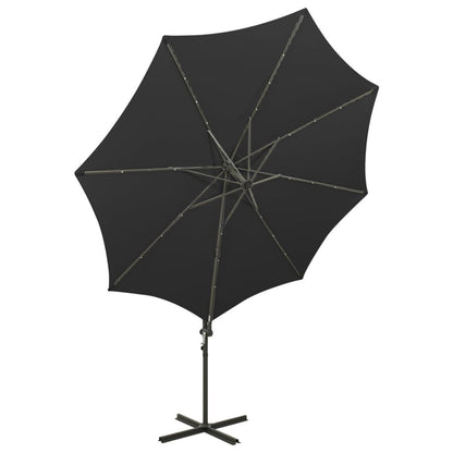 Vidaxl Sombrilla De Jardín Voladiza Con Palo Y Luces Led Negro 300 Cm_3