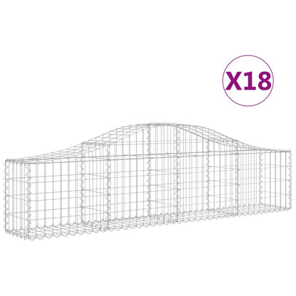 Cestas De Gaviones 18 Uds Forma De Arco Hierro 200x30x40/60 Cm_0