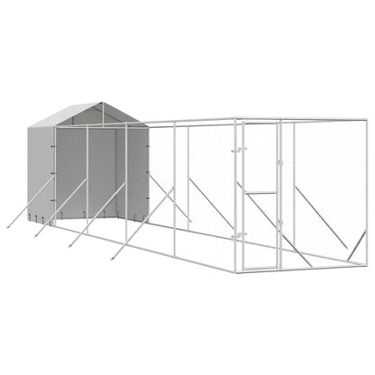 Perrera De Exterior Con Toldo Acero Galvanizado Plata 2x10x2,5m_0
