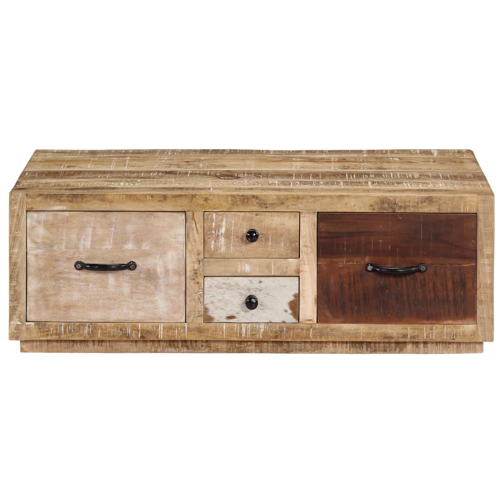 Mesa De Centro De Madera Maciza De Mango 90x60x30 Cm_0