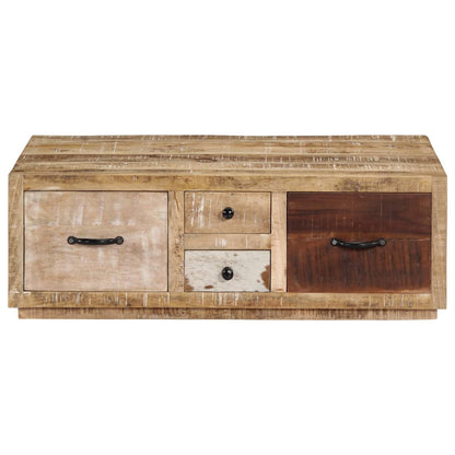 Mesa De Centro De Madera Maciza De Mango 90x60x30 Cm_0