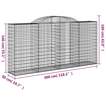 Cestas De Gaviones 9 Uds Forma De Arco Hierro 300x50x140/160 Cm_5