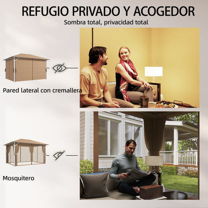 Outsunny Cenador Para Jardín 3x4 M Con Techo Ventilado Paredes Y Mosquiteras_5