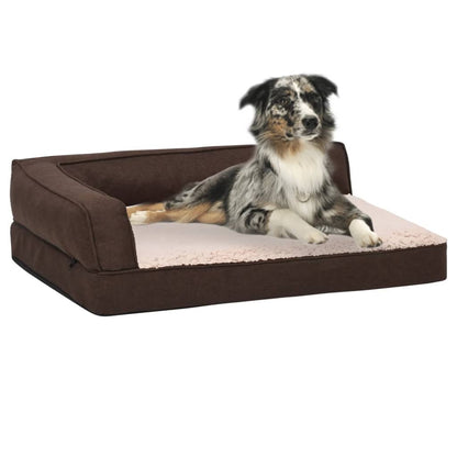 Vidaxl Colchón De Cama De Perro Ergonómico Aspecto Lino Marrón 60x42cm_1