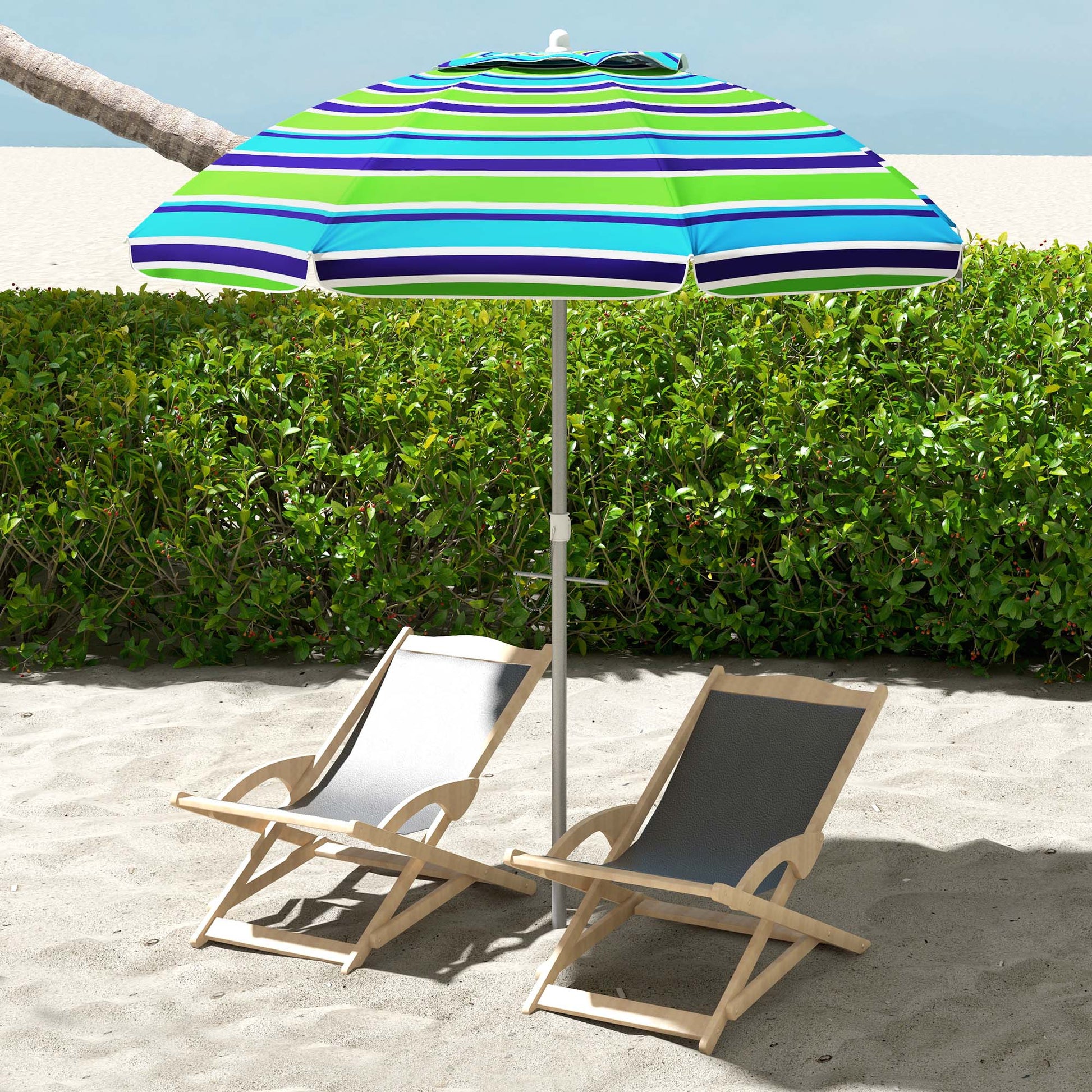 Outsunny Sombrilla De Playa Ø178x205 Cm Con Altura Ajustable Multicolor_1