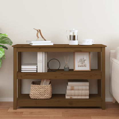 Mesa Consola De Madera Maciza De Pino Marrón Miel 110x40x74 Cm_1