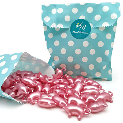 Pack Regalo 12 Perlas Baño En Forma De Cerdito - Con Aceite De Soja - Hidrata, Suaviza Y Perfuma La Piel - Aroma Rosas_0