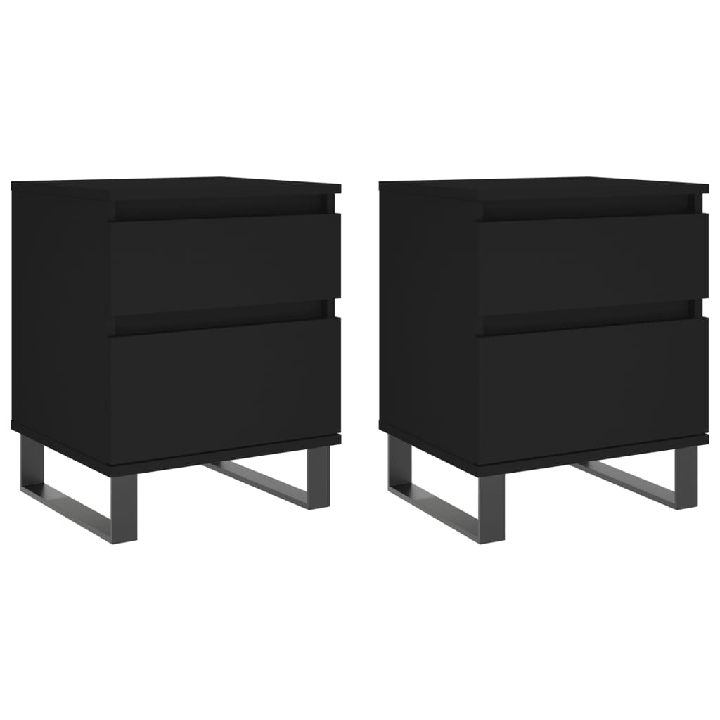 Mesitas De Noche 2 Uds Madera De Ingeniería Negro 40x35x50 Cm_0