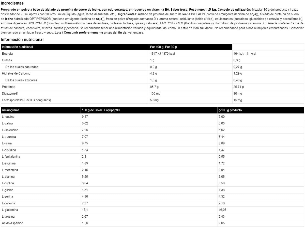 Isoluxe Cfm - 1,5kg - Fresa - Proteína De Aislado De Suero Isolate - Io.genix_5