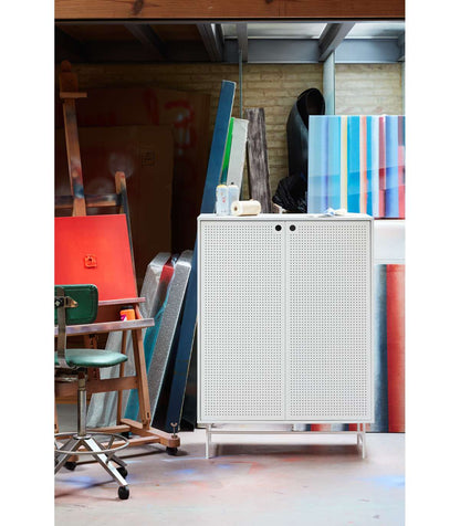 Mueble Auxiliar Modelo Punto 2 Puertas 4 Cajones Interiores Acabado Blanco, 45cm(ancho) 13_1