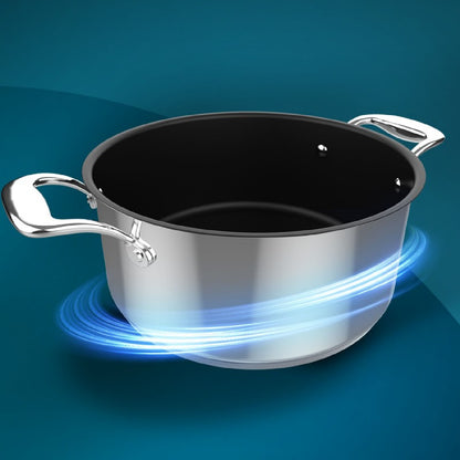 Olla Polka Classy 28 Pot Steel. Diámetro 28 Cm, Capacidad 7,5 L, Acero Inoxidable 18/10, Revestimiento Antiadherente, Asas Remachadas, Tapa De Crist_1