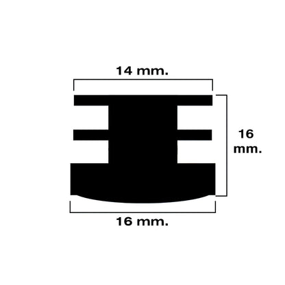 Contera Redonda Interior Negra 16mm. Blister 4 Piezas.